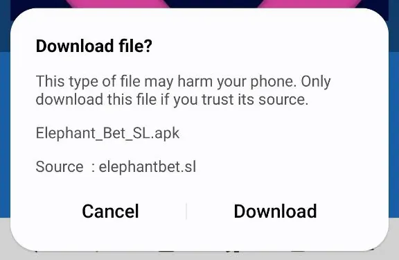 elephantbet download app button